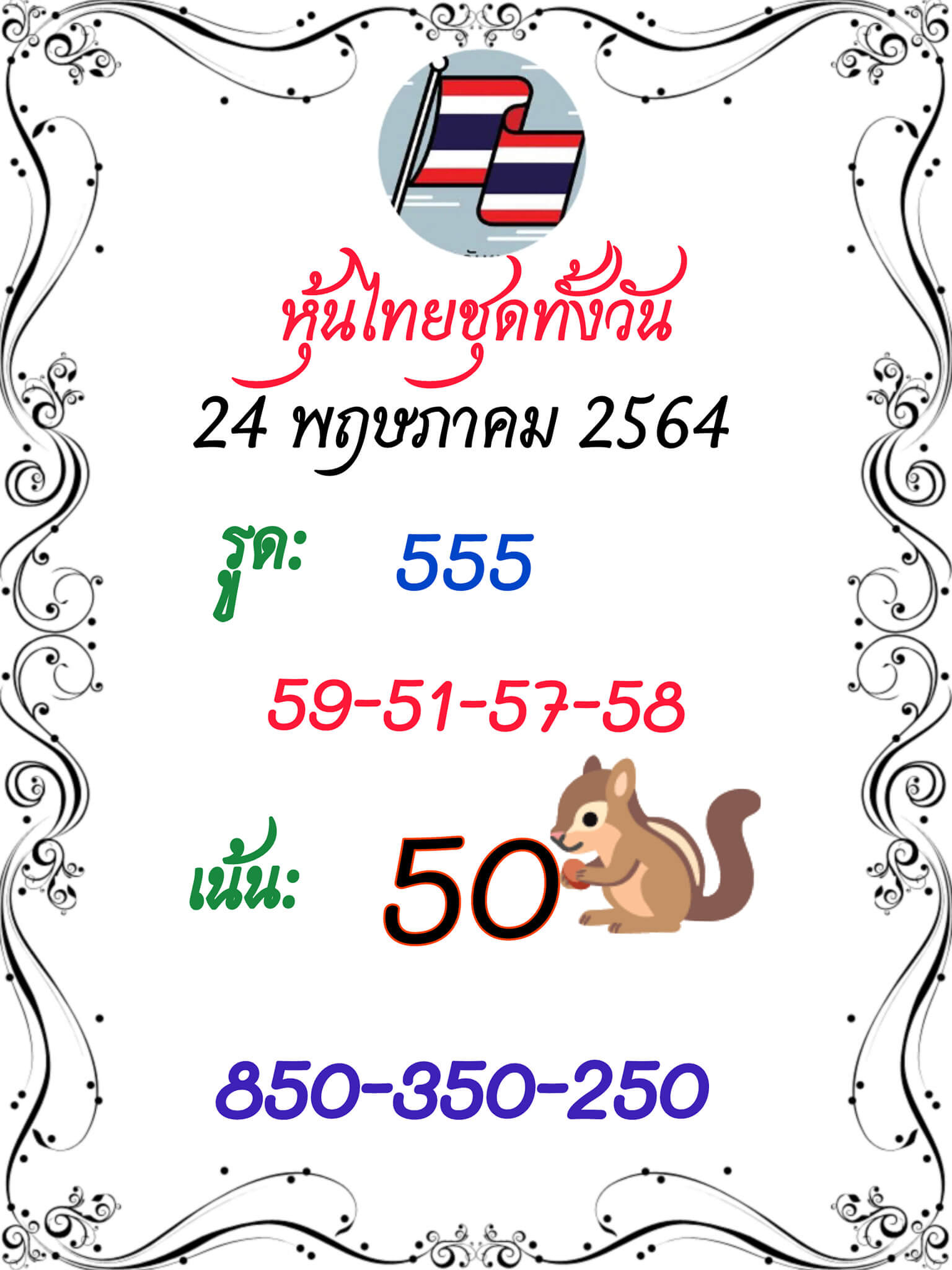 หวยหุ้นวันนี้ 24/5/64 ชุดที่4