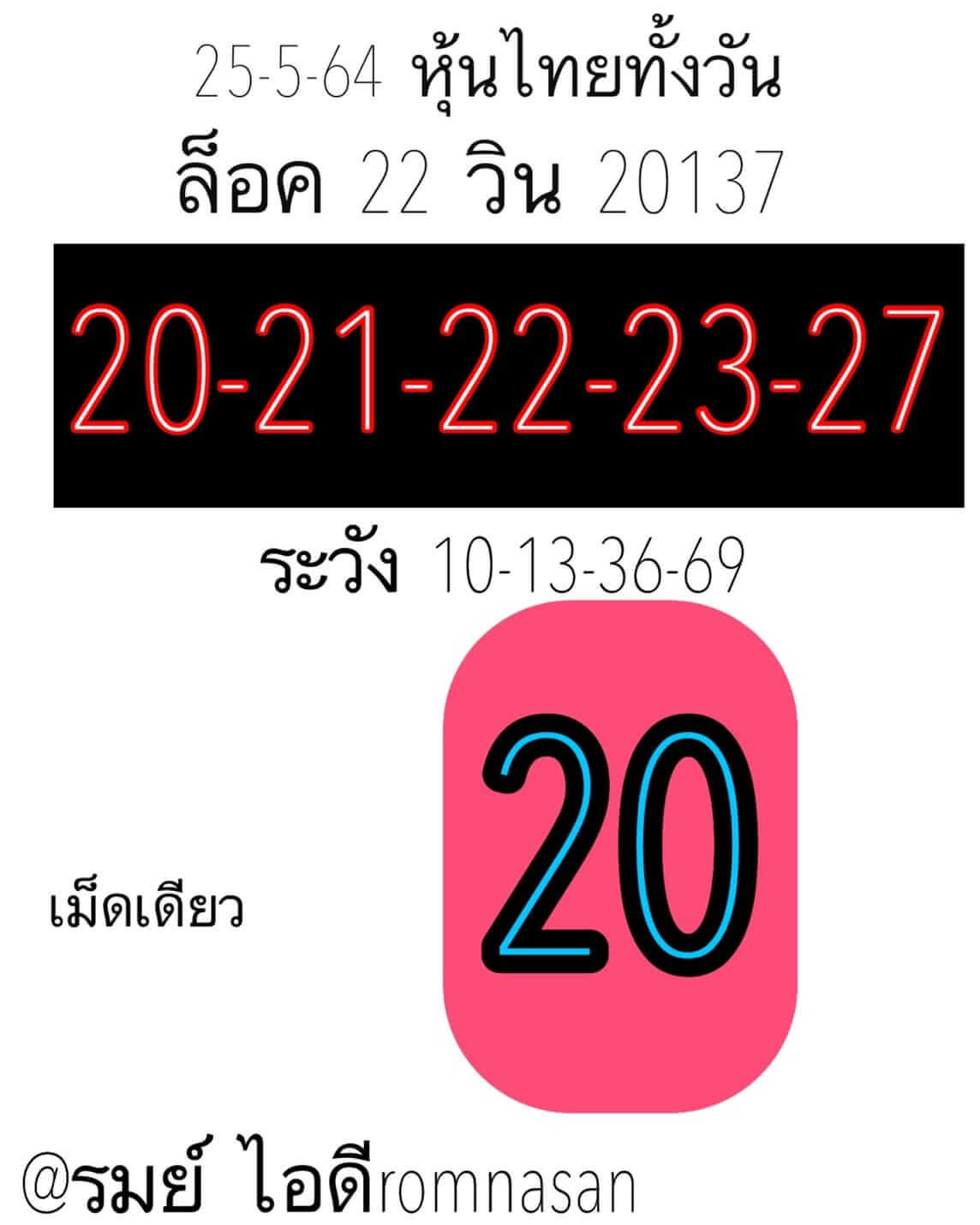 หวยหุ้นวันนี้ 25/5/64 ชุดที่14