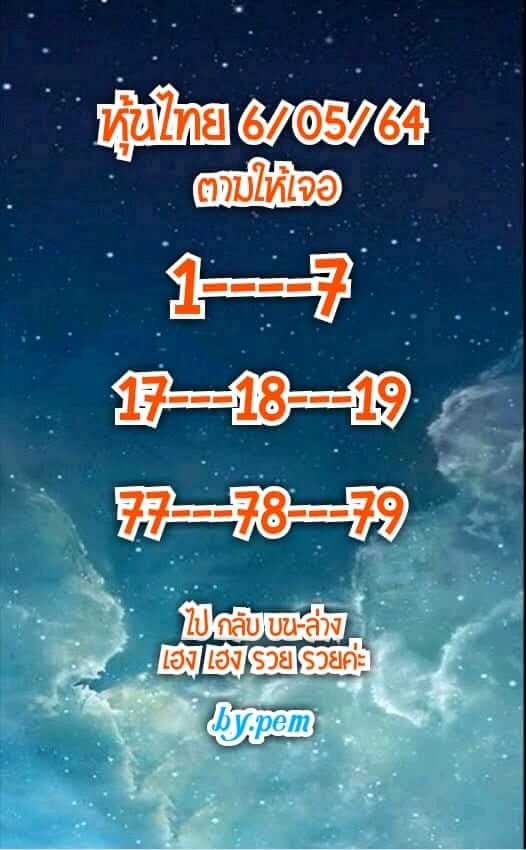 หวยหุ้นวันนี้ 6/5/64 ชุดที่3