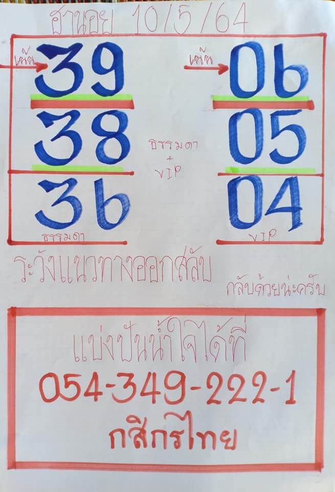 หวยฮานอยวันนี้ 10/5/64 ชุดที่3