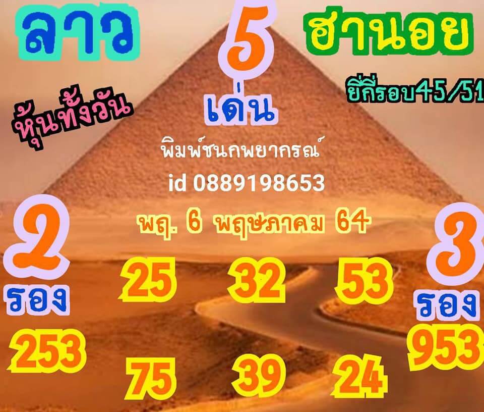 หวยฮานอยวันนี้ 6/5/64 ชุดที่5