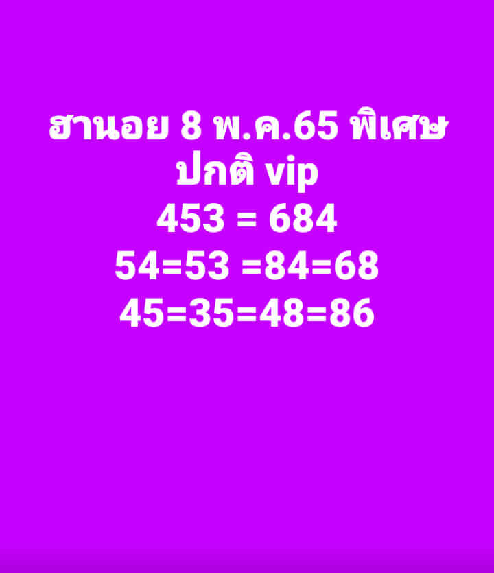 หวยฮานอยวันนี้ 8/5/64 ชุดที่15