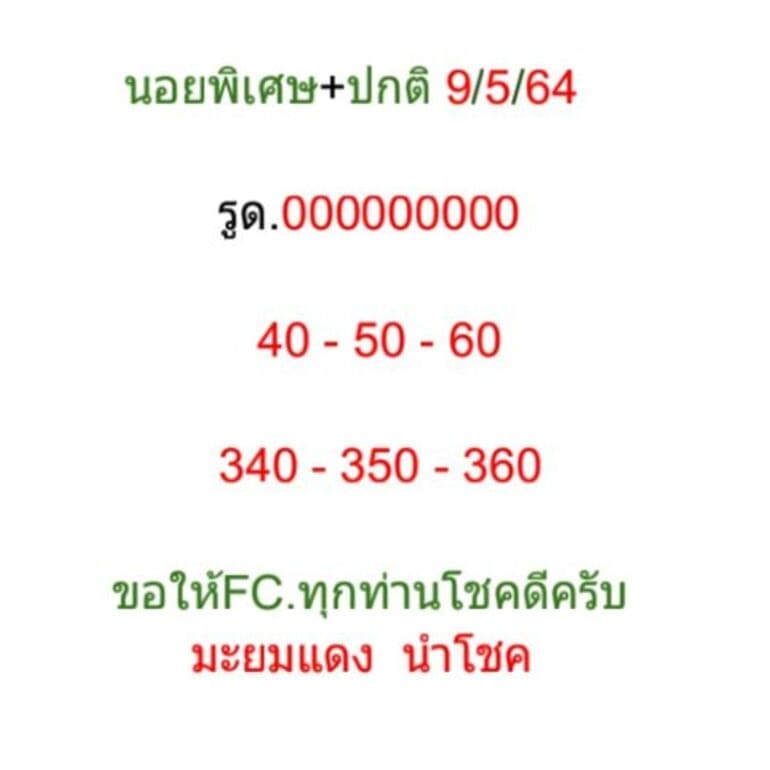 หวยฮานอยวันนี้ 9/5/64 ชุดที่10