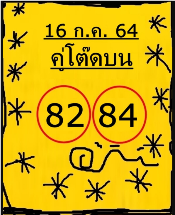 หวยคู่โต๊ดบน16-7-64