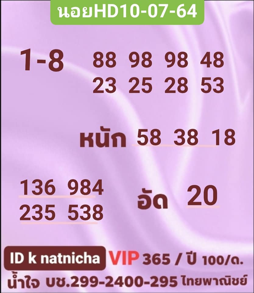 หวยฮานอย10-7-64ชุด1