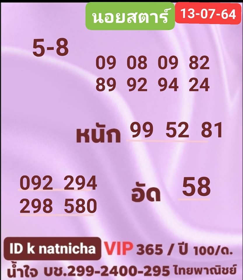 หวยฮานอย13-7-64ชุด2