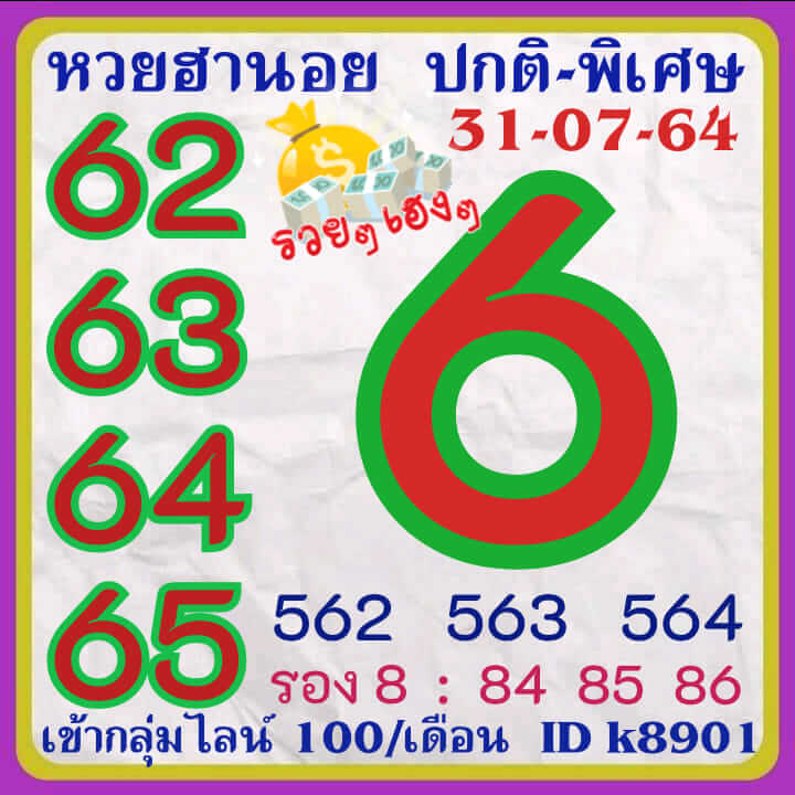 หวยฮานอย31-7-64ชุด1