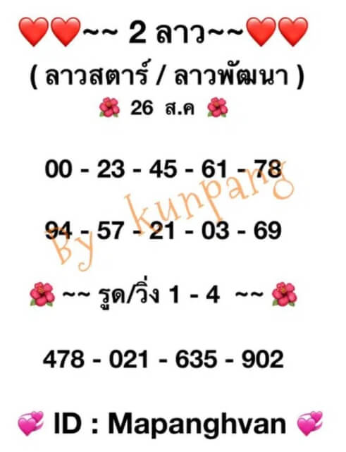 หวยลาว 26-8-64 ชุด 11