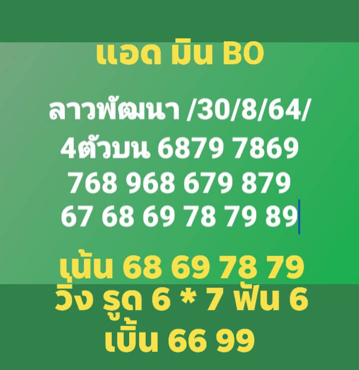 หวยลาว 30-8-64 ชุด 11