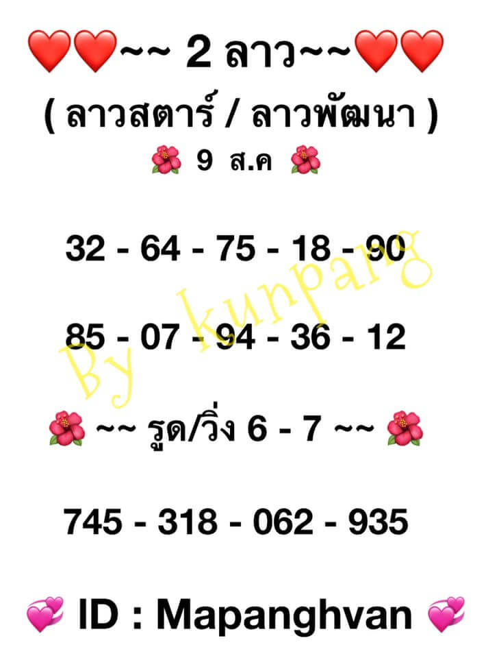 หวยลาว 9-8-64 ชุด 1