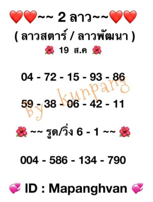 หวยลาว19-8-64 ชุด 12