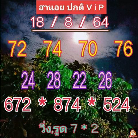 หวยฮานอย18-8-64 ชุด 10