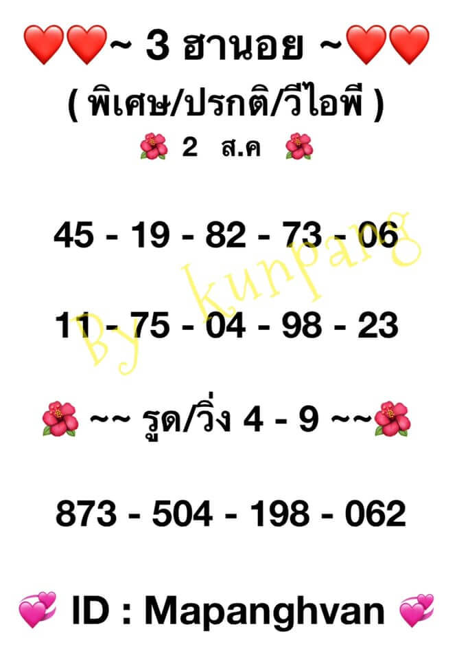 หวยฮานอย2-8-64ชุด6