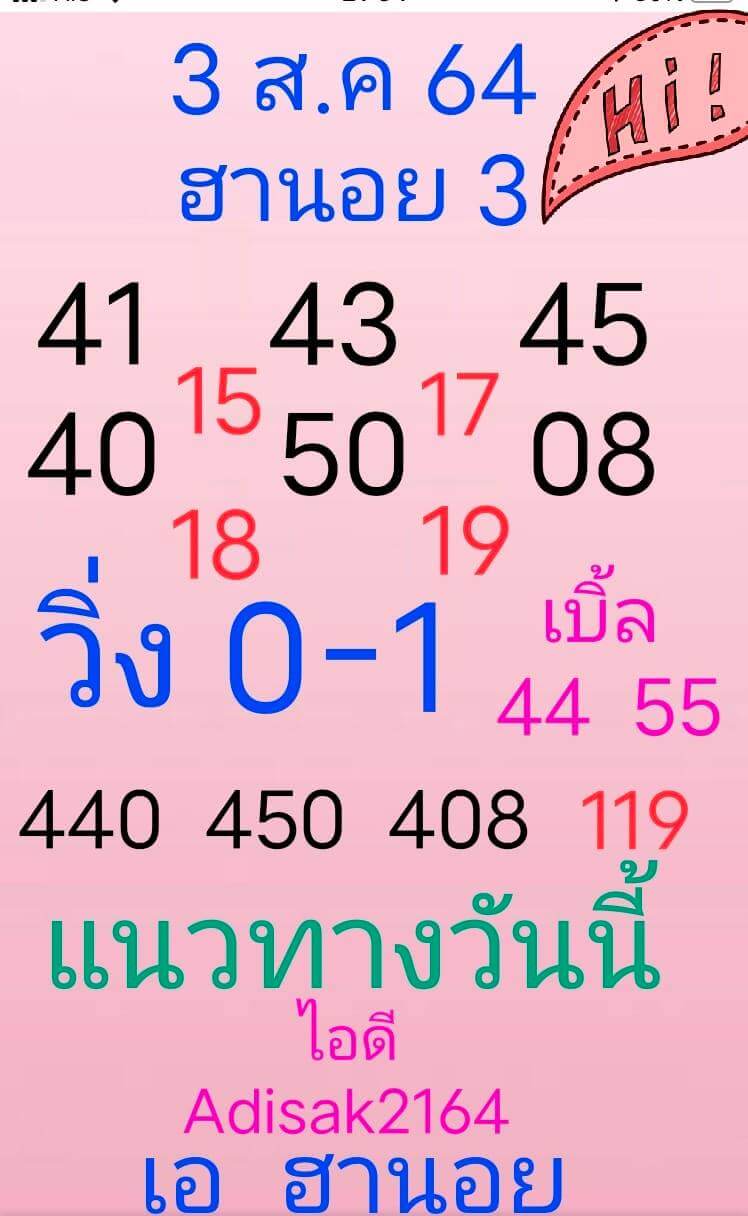 หวยฮานอย3-8-64ชุด12