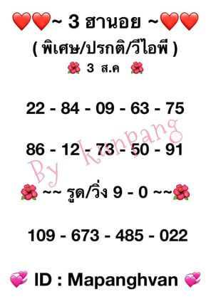 หวยฮานอย3-8-64ชุด2