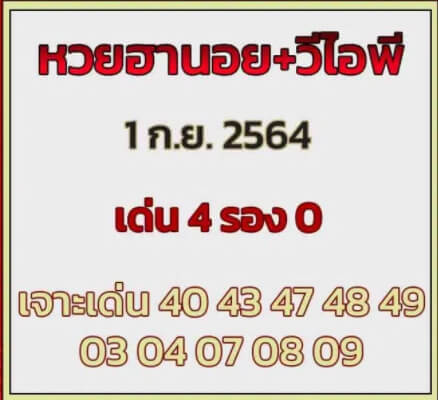 หวยฮานอย 1-9-64 ชุด 12