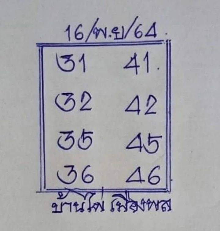 หวยบ้านไผ่เมืองพล 16/11/64