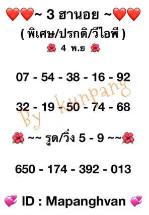 หวยฮานอย 4-11-64 ชุด 1