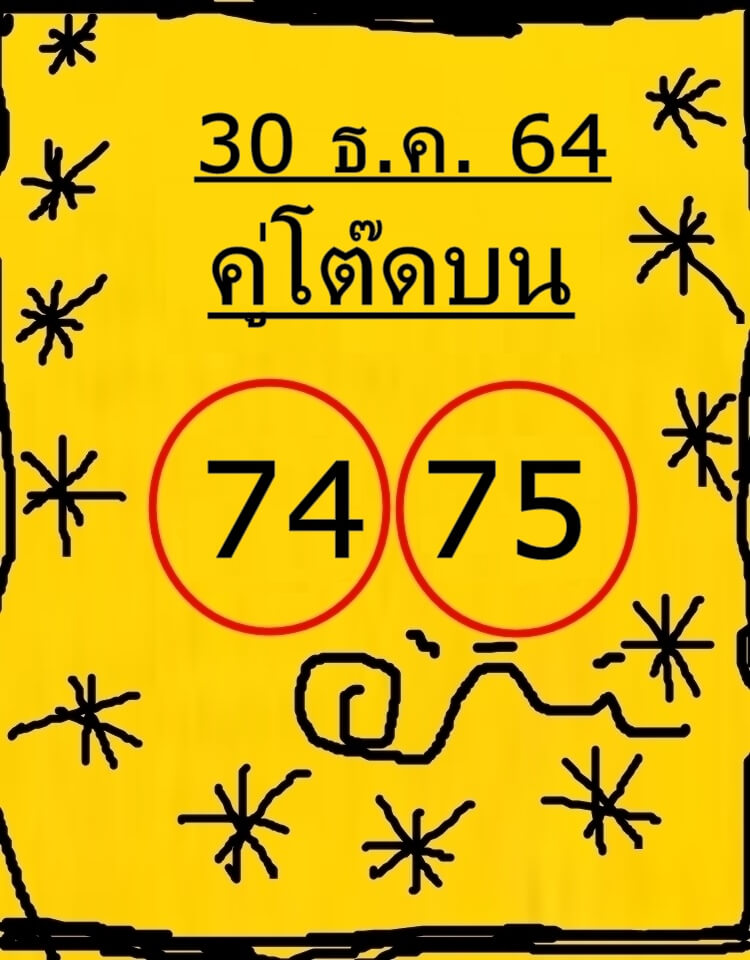 หวยคู่โต๊ดบน 30-12-64