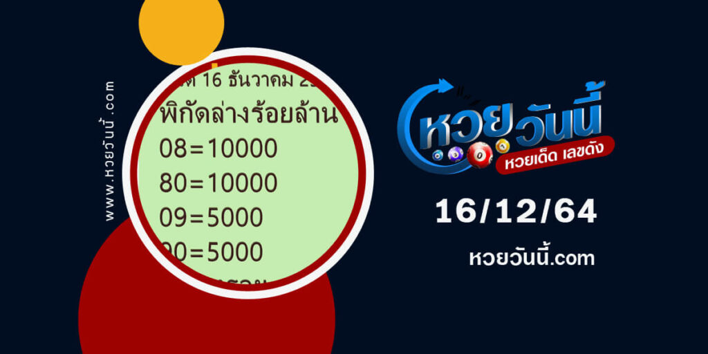 หวยพิกัดล่างร้อยล้าน16-12-64