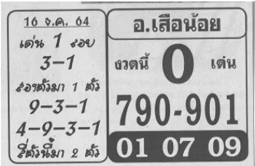 หวยอ.เสือน้อย 16/12/64