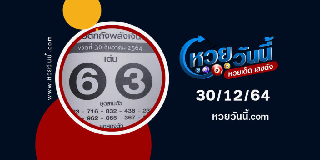 หวยเสือตกถังพลังเงินดี30-12-64