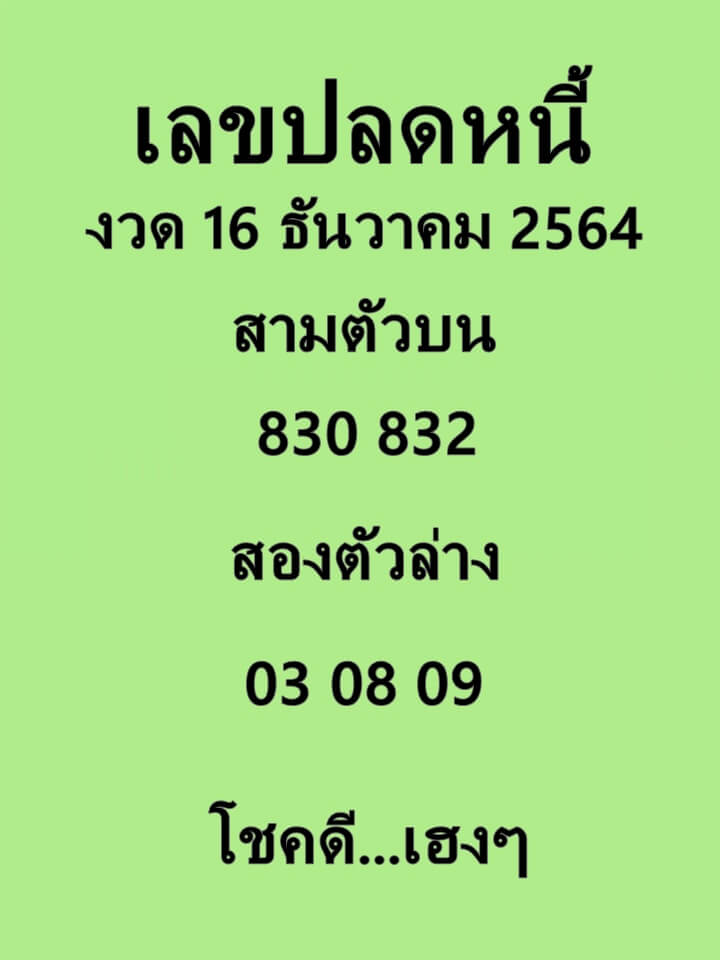 เลขปลดหนี้ 16/12/64