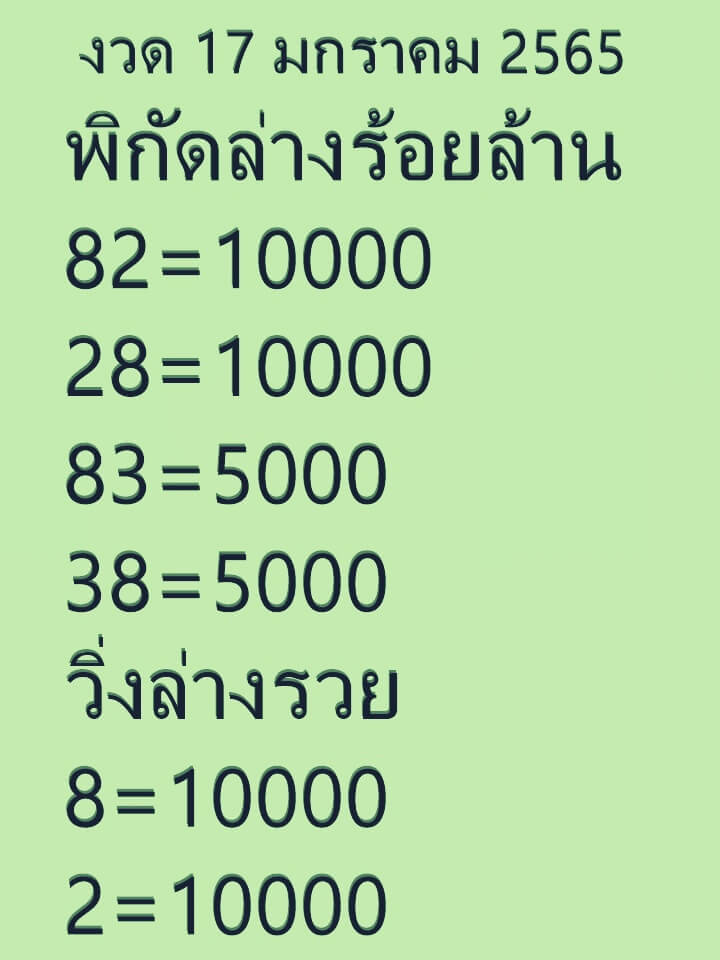 หวยพิกัดล่างร้อยล้าน 17-1-65