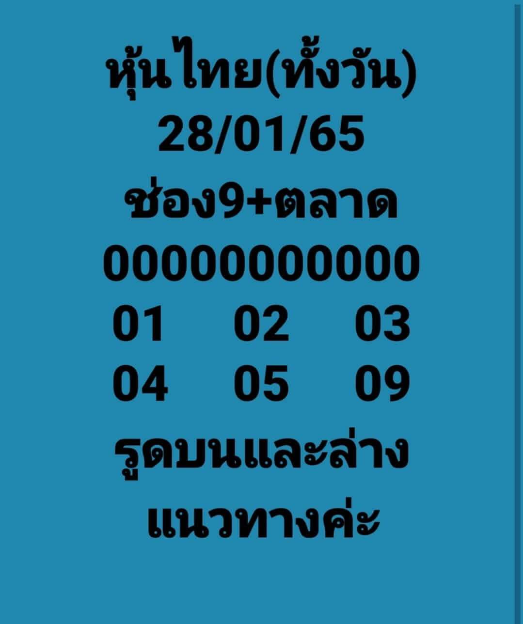 หวยหุ้นวันนี้ 28-1-65 ชุดที่9