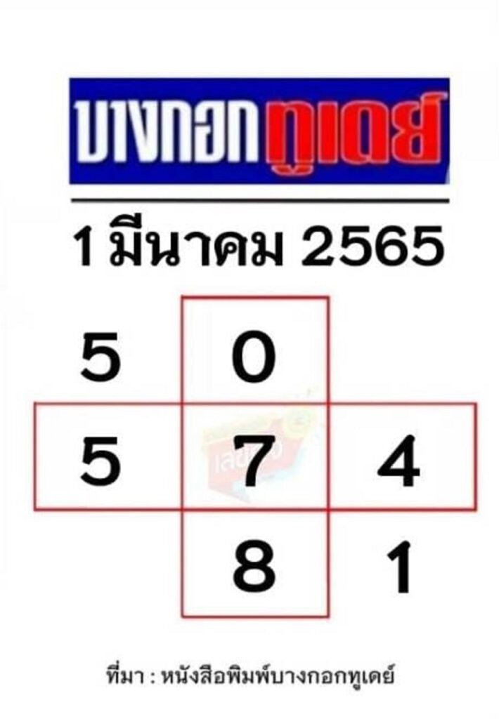 หวยบางกอกทูเดย์ 1-3-65