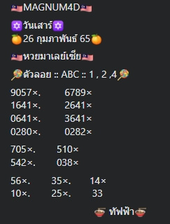 หวยมาเลย์วันนี้ 26-2-65 ชุดที่ (10)