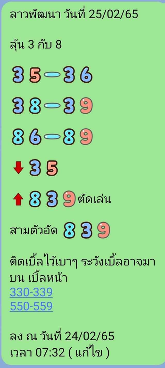 หวยลาววันนี้ 25-3-65 ชุดที่ (4)