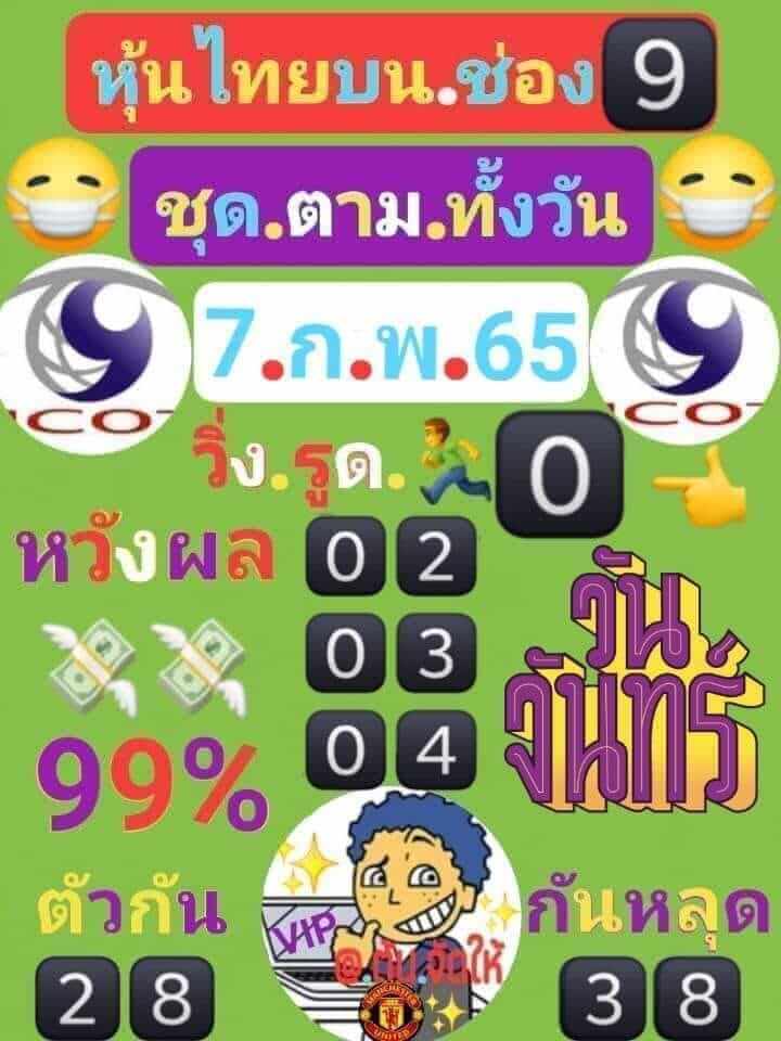 หวยหุ้นวันนี้ 7-2-65 หวยหุ้นชุด2