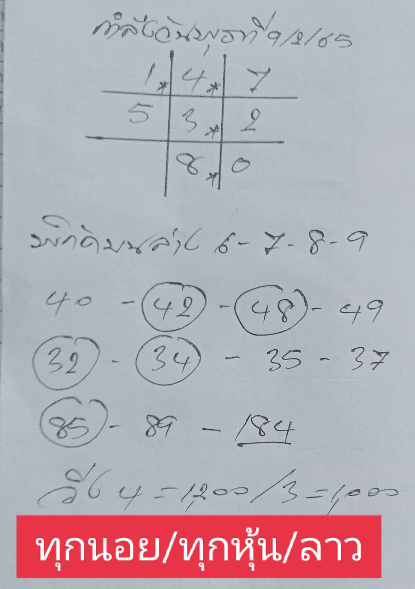 หวยฮานอยวันนี้ 9-2-65 ชุดที่ (9)