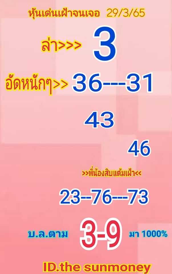 หวยหุ้นวันนี้ 29-3-65ชุด (2)