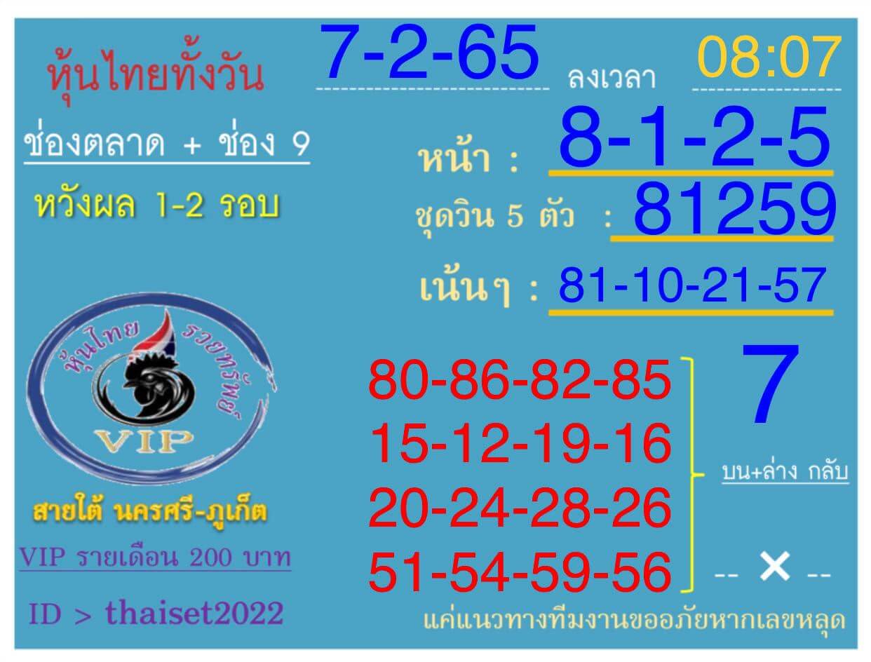 หวยหุ้นวันนี้ 7-3-65 ชุด (9)