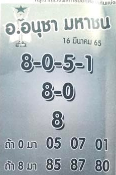 หวยอ.อนุชามหาชน 16-3-65