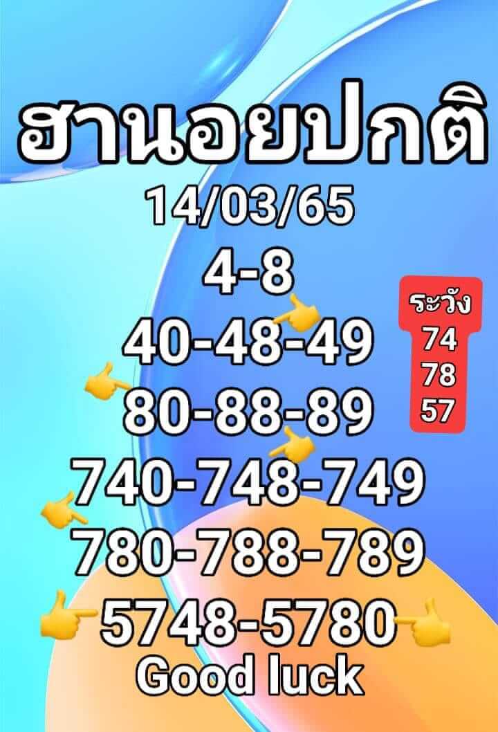 หวยฮานอยวันนี้ 14-3-65 ชุดที่ (1)