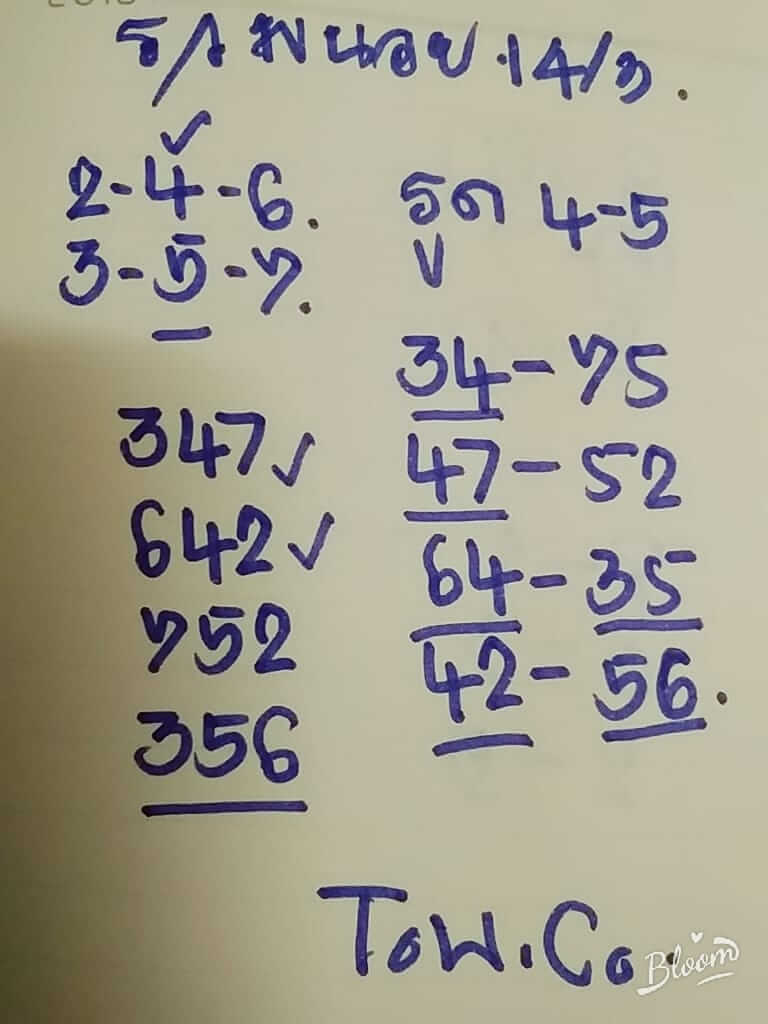 หวยฮานอยวันนี้ 14-3-65 ชุดที่ (5)