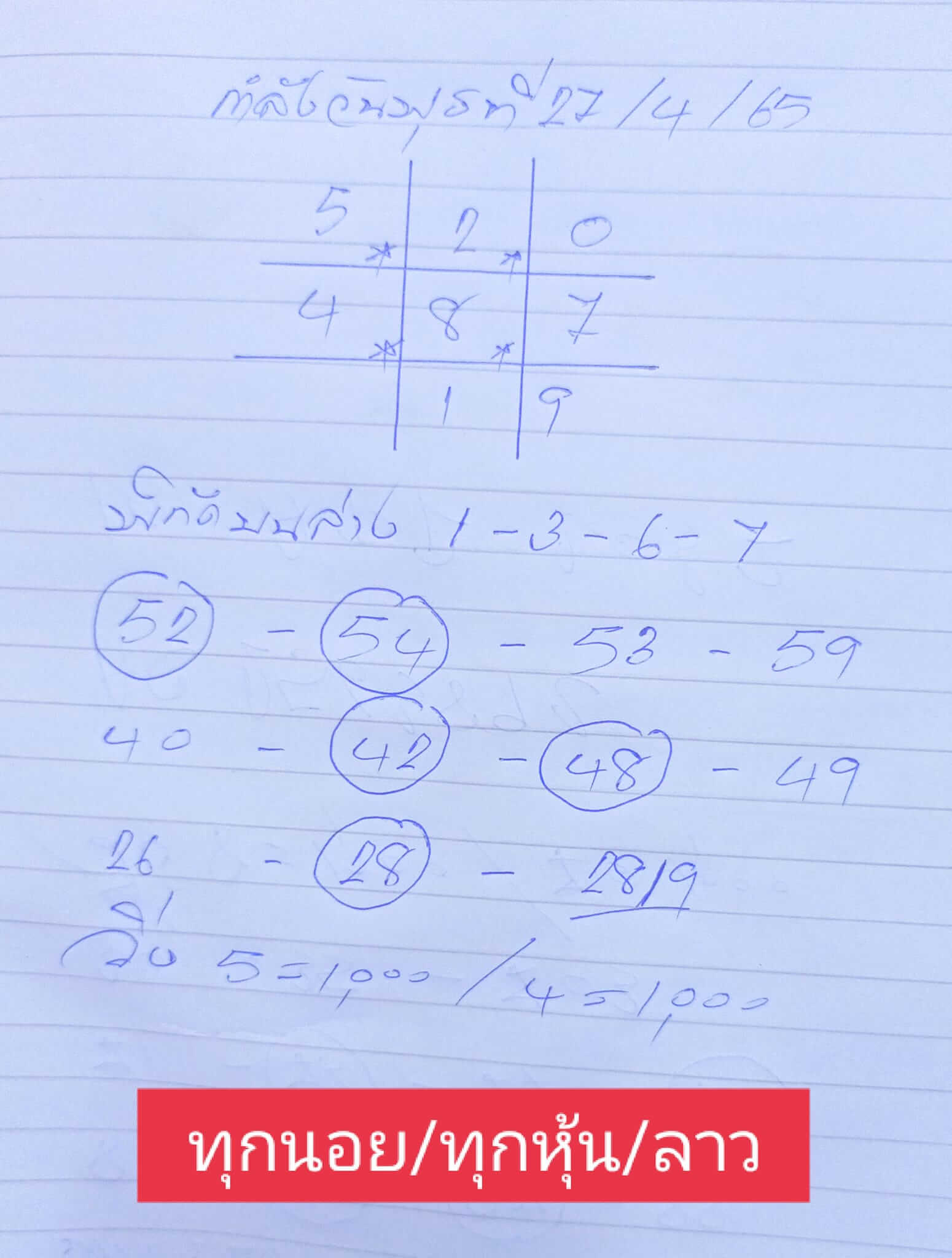 หวยฮานอยวันนี้ 27-4-65ชุดที่ (9)