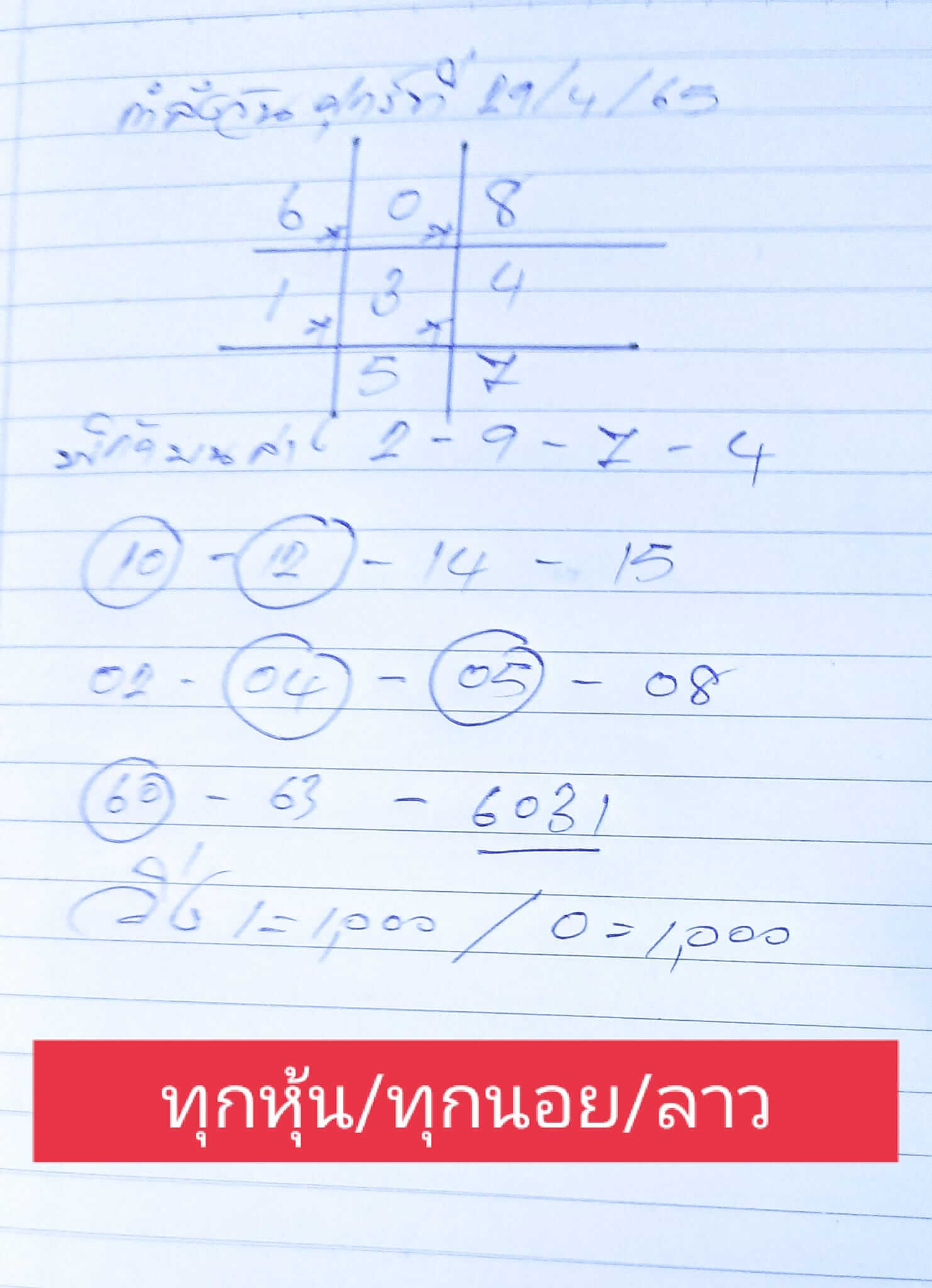 หวยฮานอยวันนี้ 29-4-65 ชุดที่ (10)