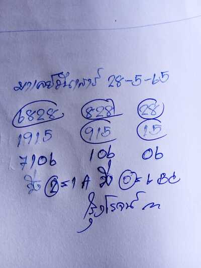 หวยมาเลย์วันนี้ 28-5-65 ชุดที่ (2)