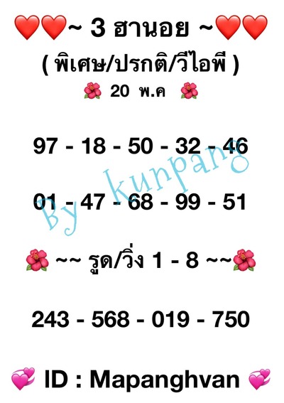 หวยฮานอยวันนี้ 20-5-65 ชุดที่ (6)