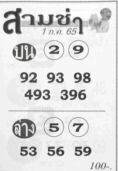 หวยสามช่า-1-7-65