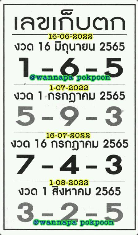 เลขเก็บตก 16-6-65