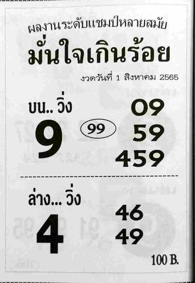 หวยมั่นใจเกินร้อย-1-8-65