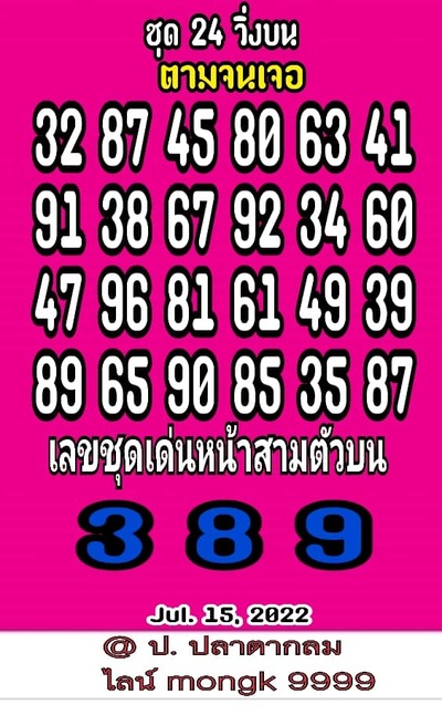 หวยหุ้นวันนี้ 15-7-65 ชุด (4)