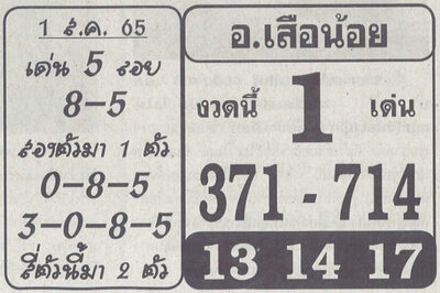 หวยอาจารย์เสือน้อย1-8-65