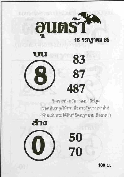 หวยอุนตร้า-16-7-65