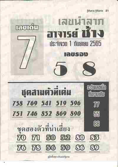 หวยอาจารย์ช้าง-1-9-65